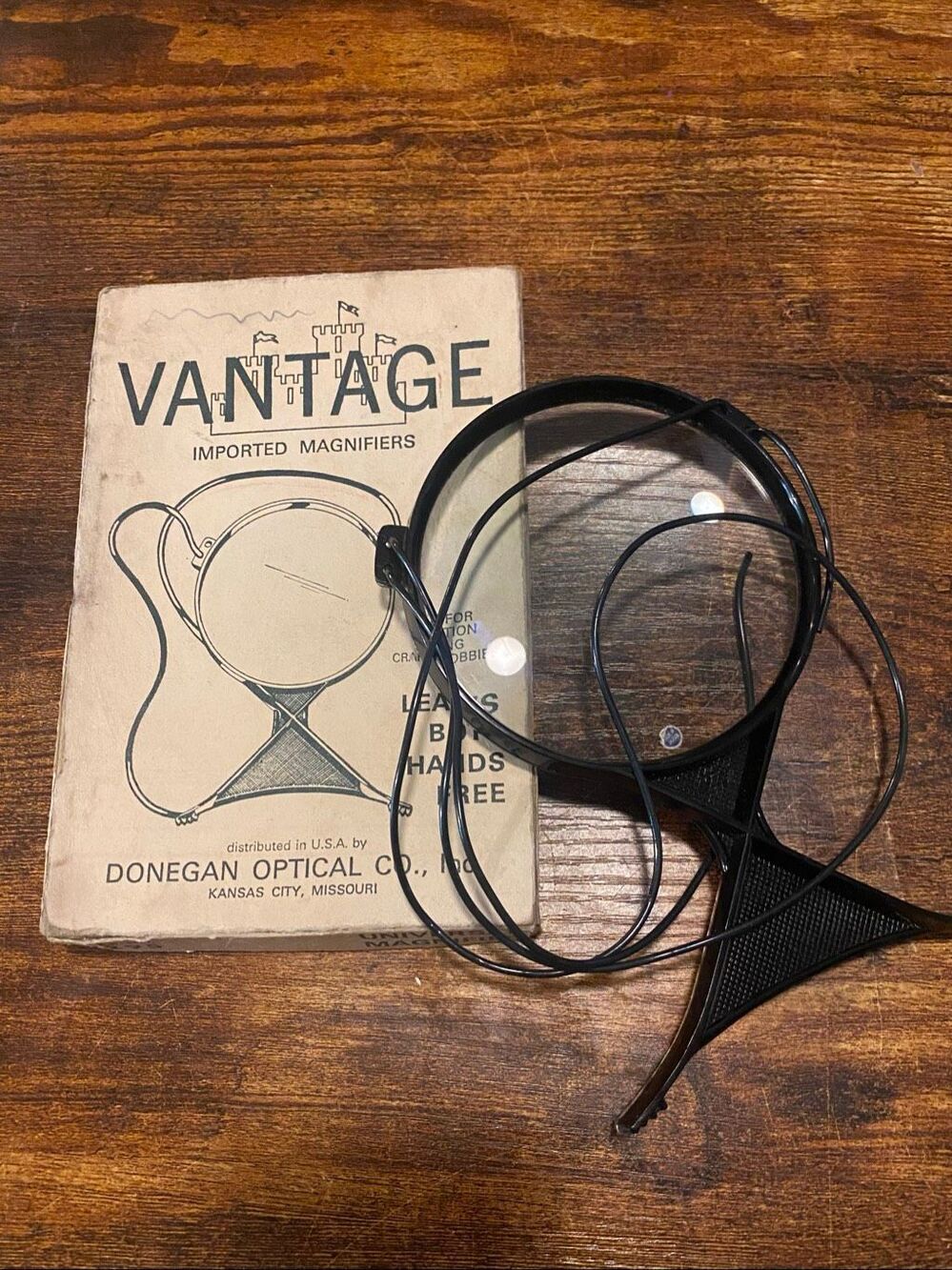 Vintage Vantage Hands Free Magnifier Headband Optivisor Craft Sewing Hobby Lens